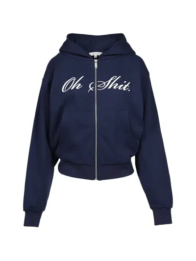 Markgong Zip-up Cotton Hoodie In Blue