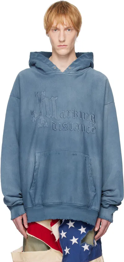 Marking Distance Blue Logo Hoodie
