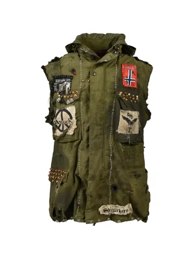 Marking Distance Gulag Patchwork Studded Gilet In Multi