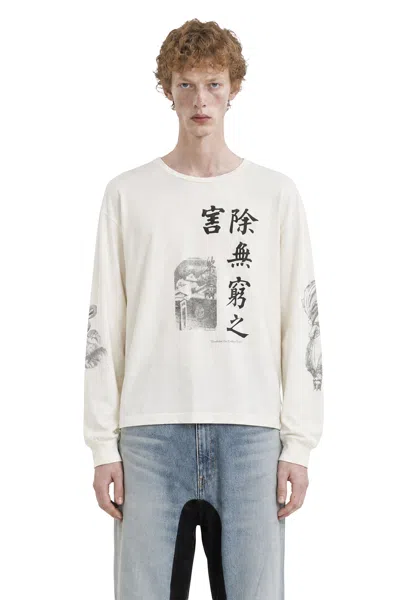 Marking Distance Poppy Long Sleeve Tee In Off-white