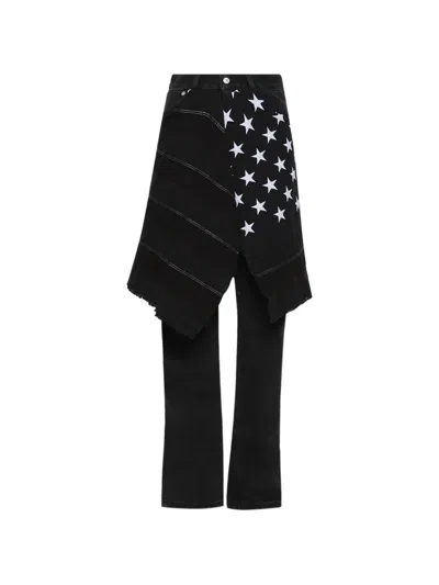 Marking Distance Star-print Jeans In Black