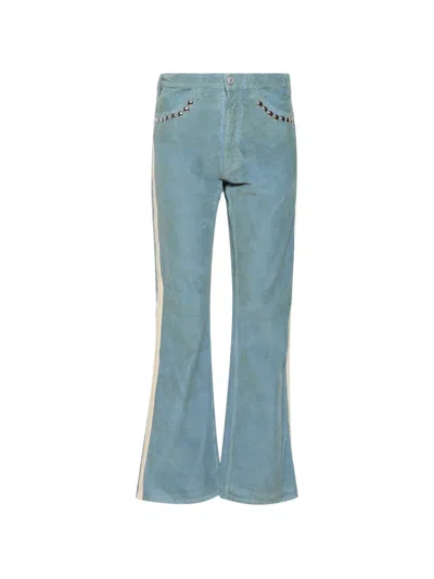 Marking Distance Stud-embellished Corduroy Trousers In Blue