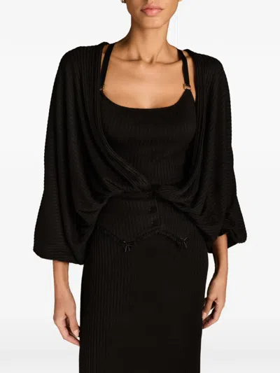 Mark-off Lina Puff-sleeved Blouse In Black