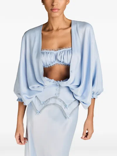 Mark-off Lina Puff-sleeved Blouse In Blue