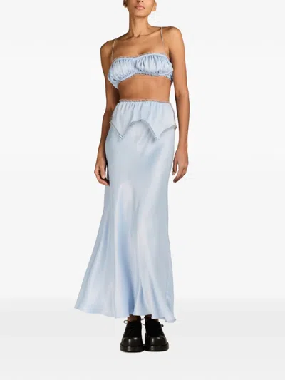 Mark-off Polina Satin Maxi Skirt In Blue