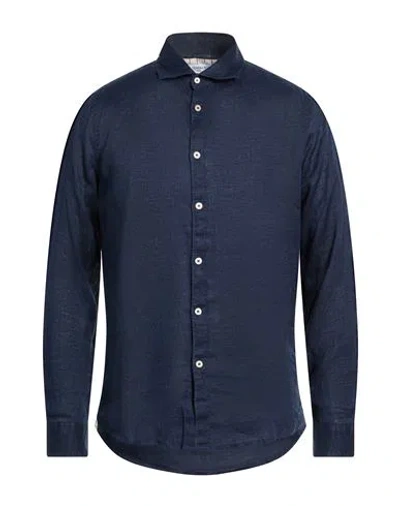 Markup Man Shirt Navy Size 16 Linen In Blue