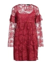 Markup Woman Short Dress Burgundy Size L Polyamide In Red