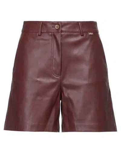 Markup Woman Shorts & Bermuda Shorts Burgundy Size 4 Polyurethane In Brown