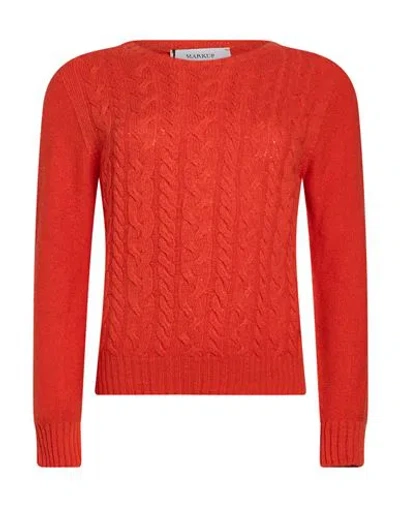 Markup Woman Sweater Orange Size L Viscose, Wool, Polyamide, Cashmere In Red