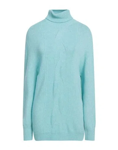 Markup Woman Turtleneck Turquoise Size Xl Merino Wool, Viscose, Polyamide, Cashmere In Blue