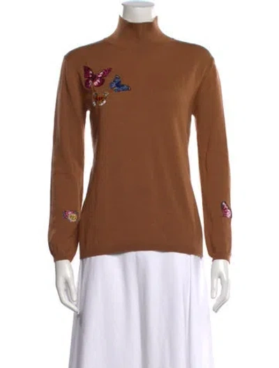 Pre-owned Markus Lupfer Cashmere Graphic Print Sweater In Brown