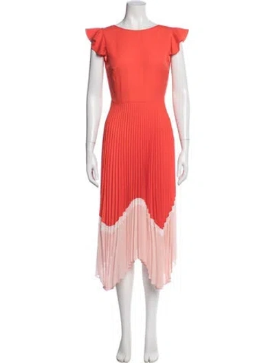 Pre-owned Markus Lupfer Colorblock Pattern Midi Length Dress In Orange
