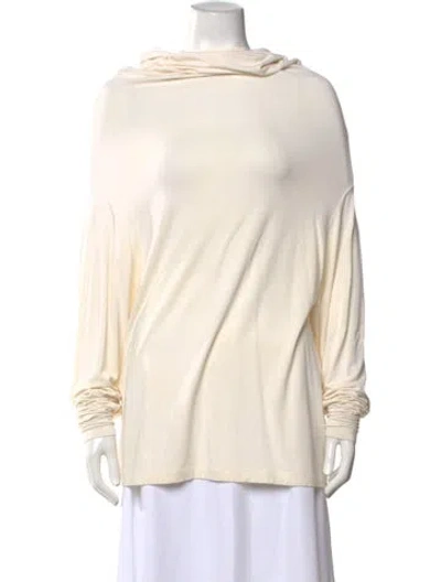 Pre-owned Markus Lupfer Cowl Neck Long Sleeve Top In Neutrals