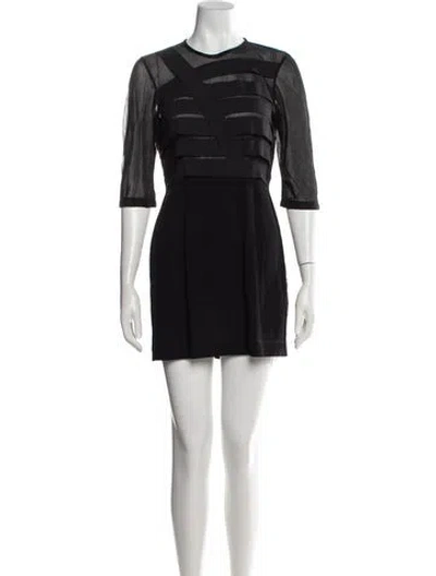 Pre-owned Markus Lupfer Crew Neck Mini Dress In Black