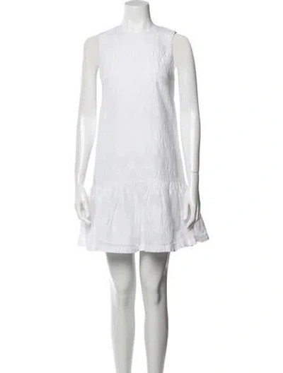 Pre-owned Markus Lupfer Crew Neck Mini Dress In White