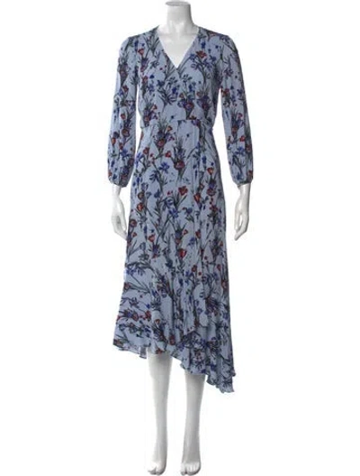 Pre-owned Markus Lupfer Floral Print Long Dress In Blue