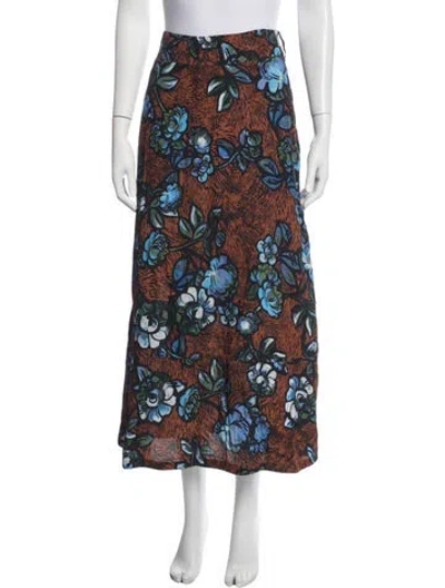 Pre-owned Markus Lupfer Floral Print Long Skirt In Blue