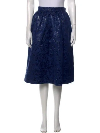 Pre-owned Markus Lupfer Floral Print Midi Length Skirt In Blue