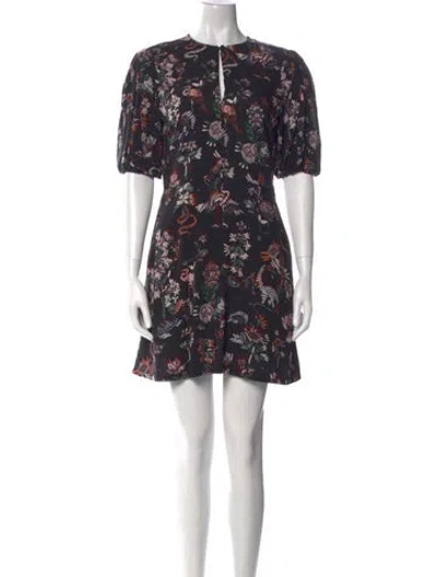 Pre-owned Markus Lupfer Floral Print Mini Dress In Black