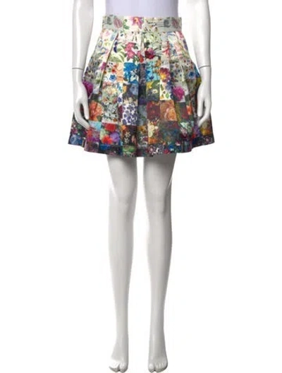 Pre-owned Markus Lupfer Floral Print Mini Skirt In Blue