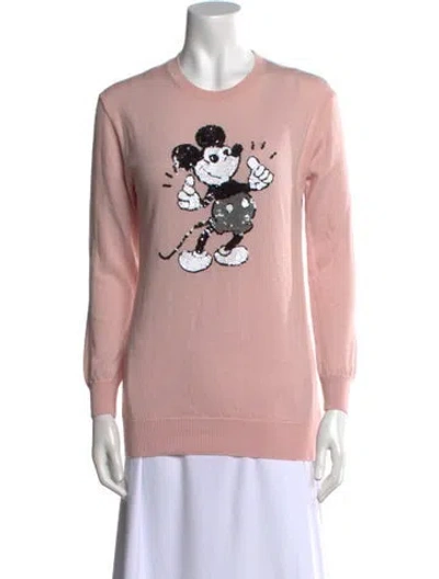 Pre-owned Markus Lupfer Graphic Print Crew Neck Sweater In Pink