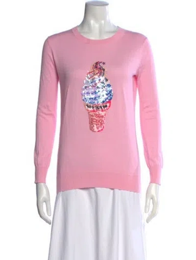 Pre-owned Markus Lupfer Graphic Print Crew Neck Top In Pink