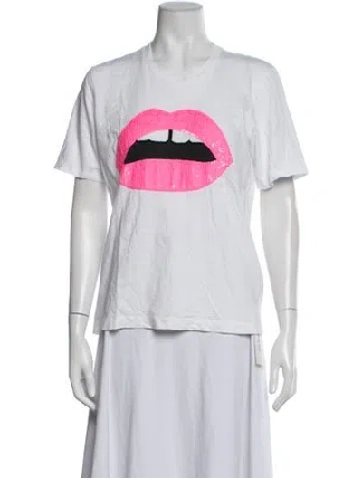 Pre-owned Markus Lupfer Graphic Print Crew Neck T-shirt In Metallic/white