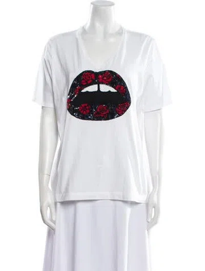 Pre-owned Markus Lupfer Graphic Print Crew Neck T-shirt In White