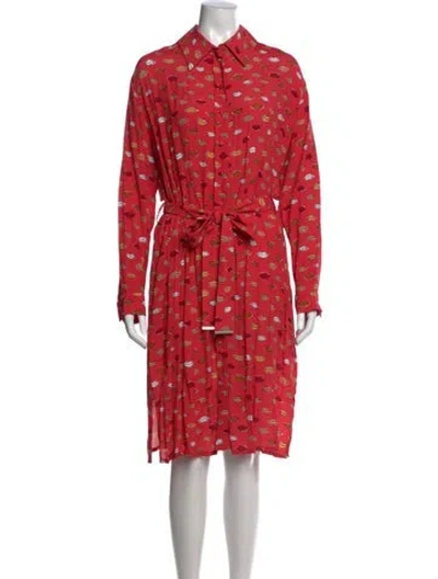 Pre-owned Markus Lupfer Graphic Print Knee-length Dress In Red