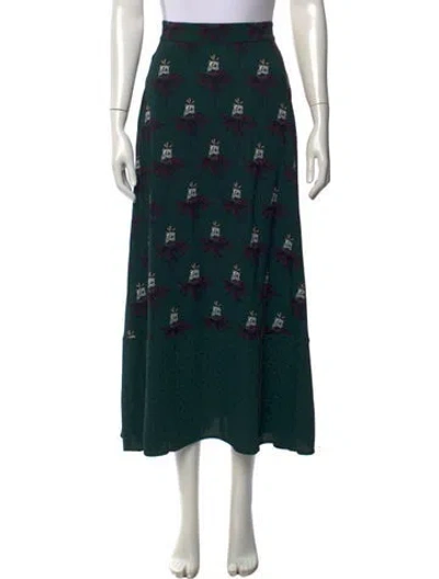 Pre-owned Markus Lupfer Graphic Print Long Skirt In Green