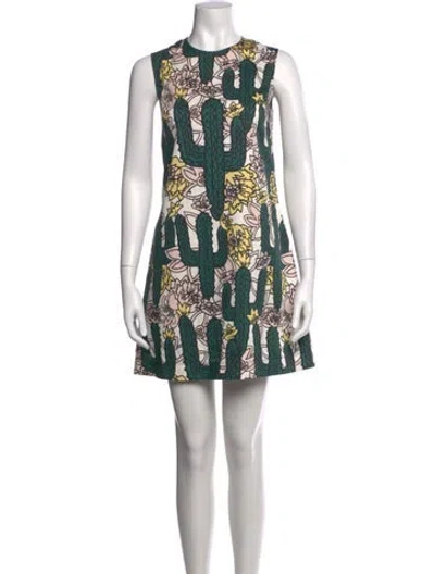 Pre-owned Markus Lupfer Graphic Print Mini Dress In White