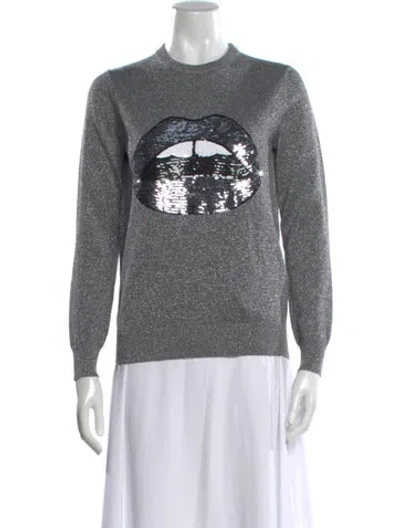 Pre-owned Markus Lupfer Graphic Print Mock Neck Sweater In Gray