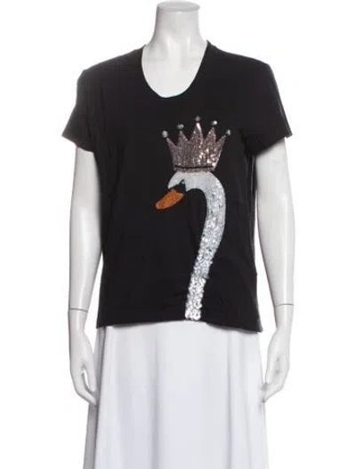 Pre-owned Markus Lupfer Graphic Print V-neck T-shirt In Blue