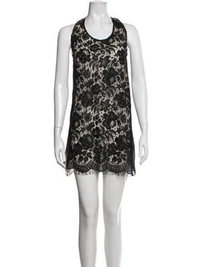 Pre-owned Markus Lupfer Lace Pattern Mini Dress In Black