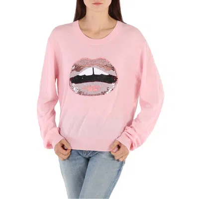 MARKUS LUPFER LADIES SEQUIN LIPS SWEATER IN PINK