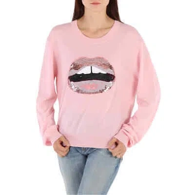 Pre-owned Markus Lupfer Ladies Sequin Lips Sweater In Pink