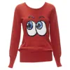 Markus Lupfer Marklupfer Comic Eyes Sequins Pullover Sweater In Red
