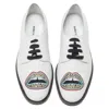 Markus Lupfer Marklupfer Signature Studded Embroide Lips Leather Brogue In Animal Print