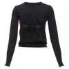 Markus Lupfer Merino Wool Blend Tinsel Bow Corset Intarsia Sweater In Black