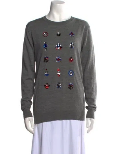 Pre-owned Markus Lupfer Merino Wool Crew Neck Sweater In Gray