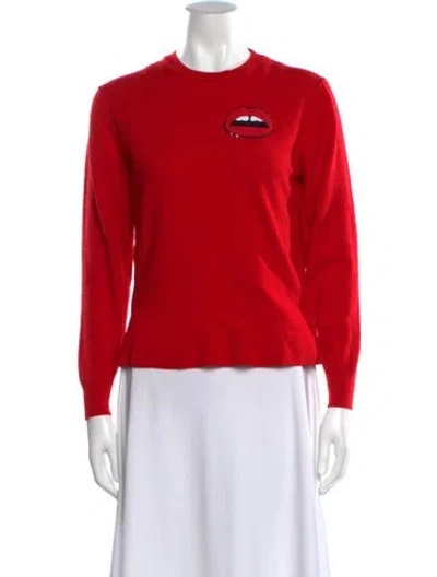 Pre-owned Markus Lupfer Merino Wool Crew Neck Sweater In Red