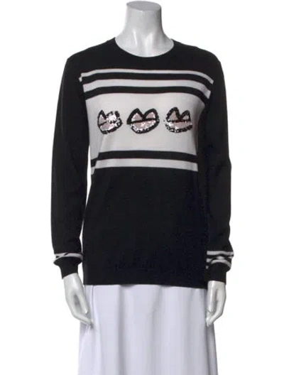 Pre-owned Markus Lupfer Merino Wool Graphic Print Sweater In Black