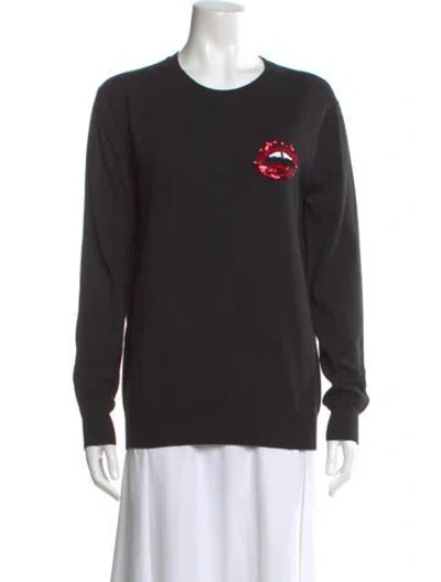 Pre-owned Markus Lupfer Merino Wool Graphic Print Sweater In Black