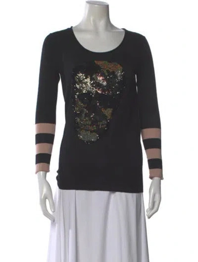 Pre-owned Markus Lupfer Merino Wool Graphic Print Sweater In Black