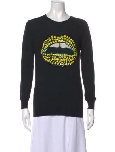 Pre-owned Markus Lupfer Merino Wool Graphic Print Sweater In Black