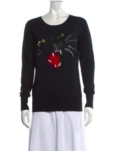 Pre-owned Markus Lupfer Merino Wool Graphic Print Sweater In Black
