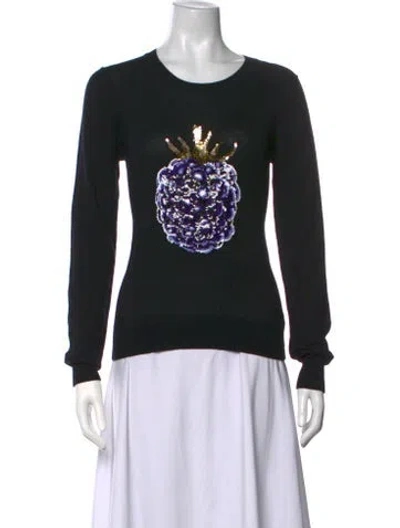 Pre-owned Markus Lupfer Merino Wool Graphic Print Sweater In Black