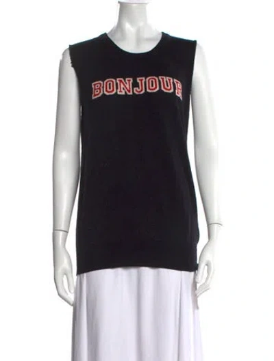 Pre-owned Markus Lupfer Merino Wool Graphic Print Sweater In Black