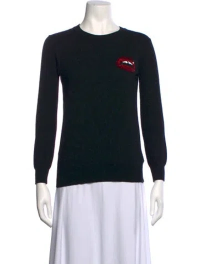 Pre-owned Markus Lupfer Merino Wool Graphic Print Sweater In Black