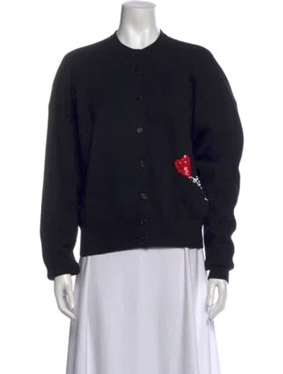 Pre-owned Markus Lupfer Merino Wool Graphic Print Sweater In Black